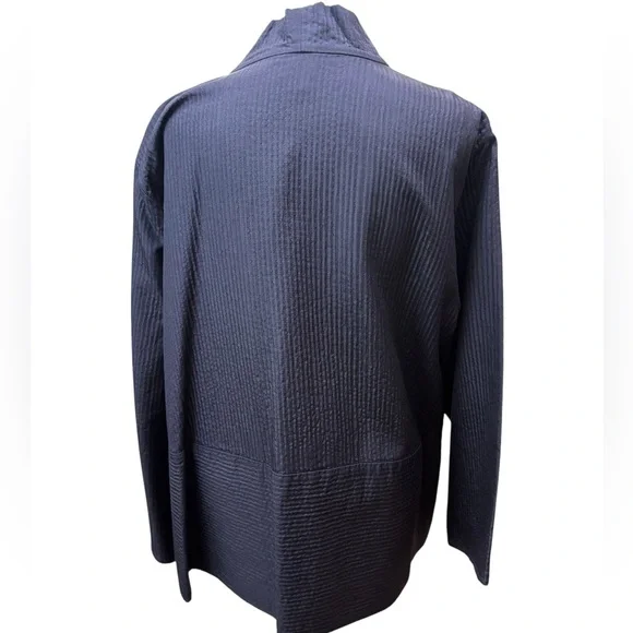 Eileen Fisher Navy Blue Open front Silk Jacket. Size 2X. EUC